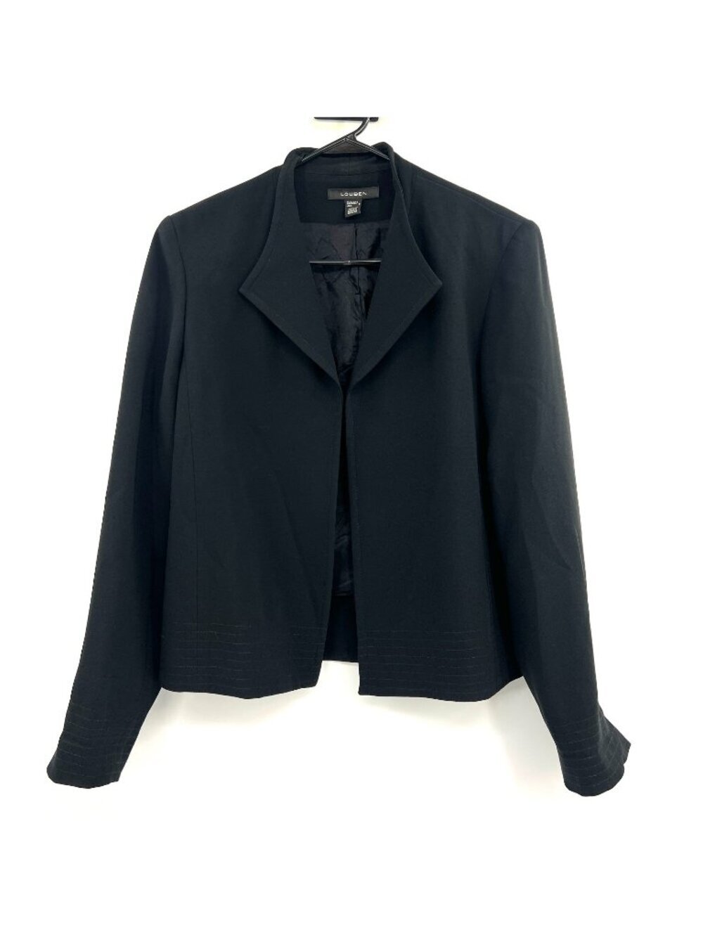 Louben Black Open Front Black Blazer Women's 8